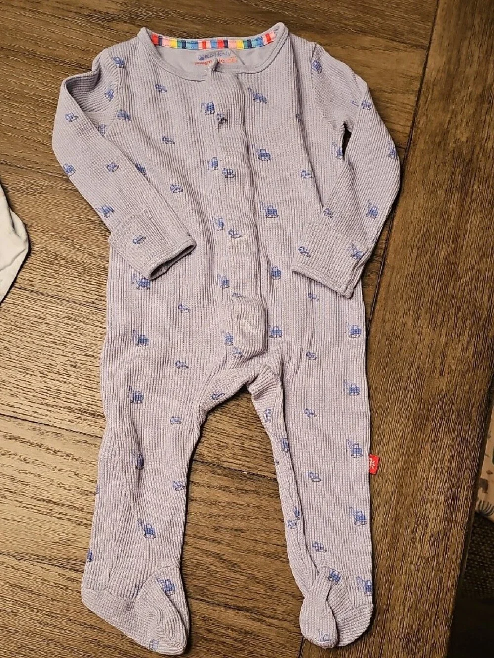 Magnetic Me Light Blue Animal Print & Blue Tractor Footed One-Pieces (Set of 2)